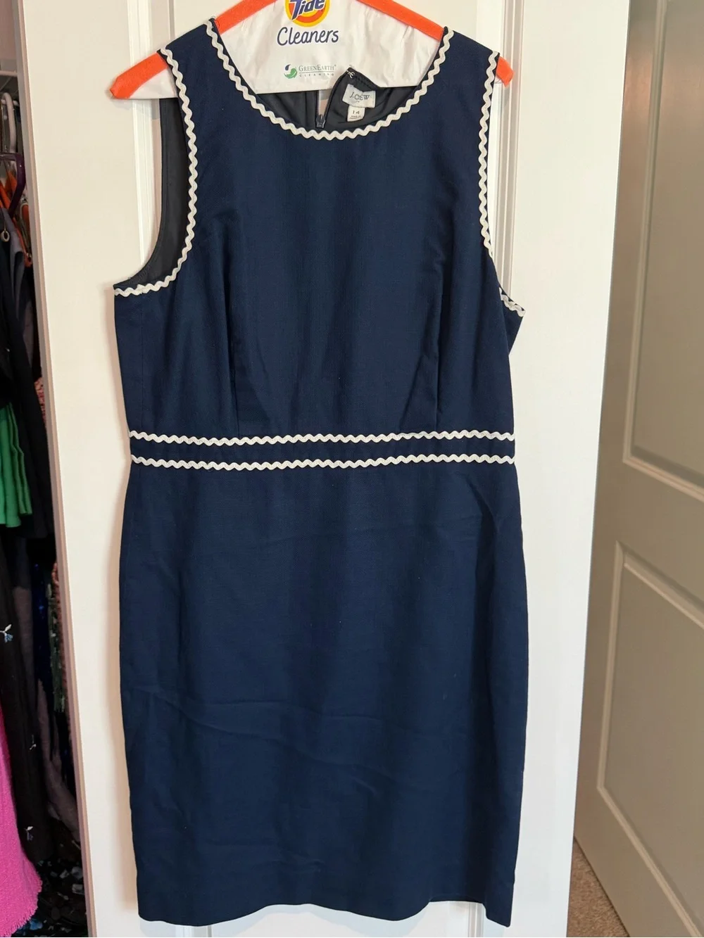 J. Crew Navy Women's Skirt Suit with White Ric-Rac Trim